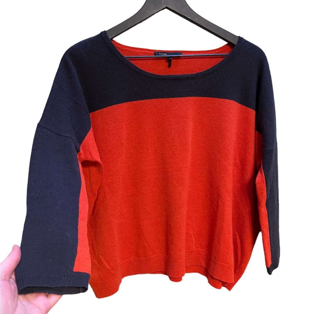Maje Color Block Crewneck Wool/Cashmere Blend - image 2